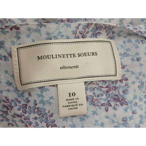 Anthropologie Moulinette Soeurs Silk & Cotton Faux Wrap Blouse Size 10 - Picture 6 of 8